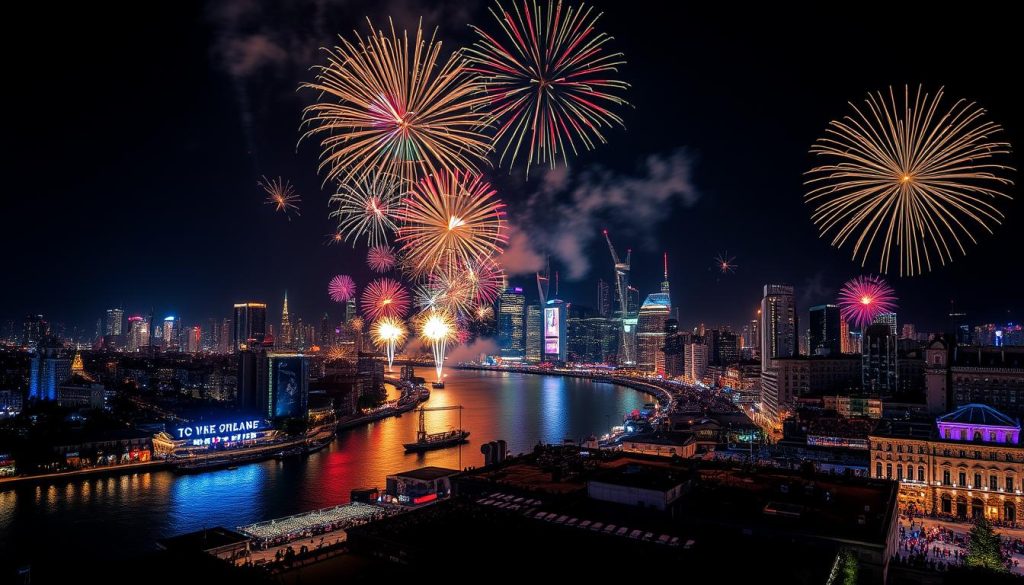 Urban Fourth of July Fireworks Celebration Urban Fourth of July Fireworks Celebration