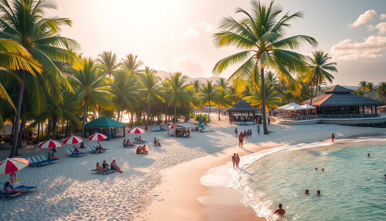 What amenities are available at Levera Beach?
