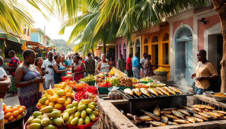 What is the local food scene like in Grenville, Grenada?