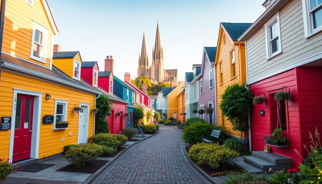colorful houses of Jellybean Row colorful houses of Jellybean Row
