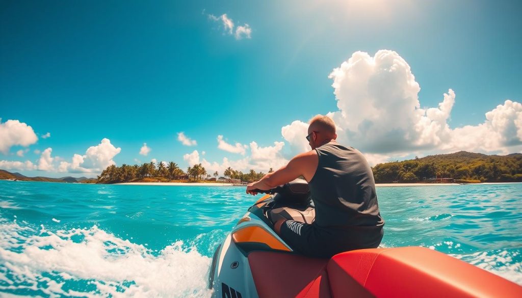 jet skiing in Dickenson Bay jet skiing in Dickenson Bay