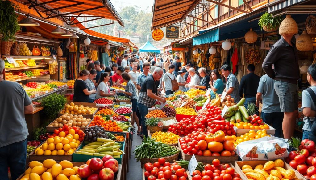 outdoor market scene outdoor market scene