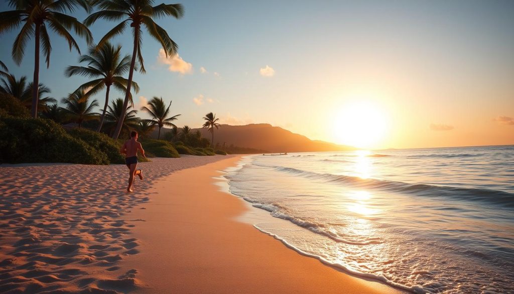 running on the beach at grand anse running on the beach at grand anse