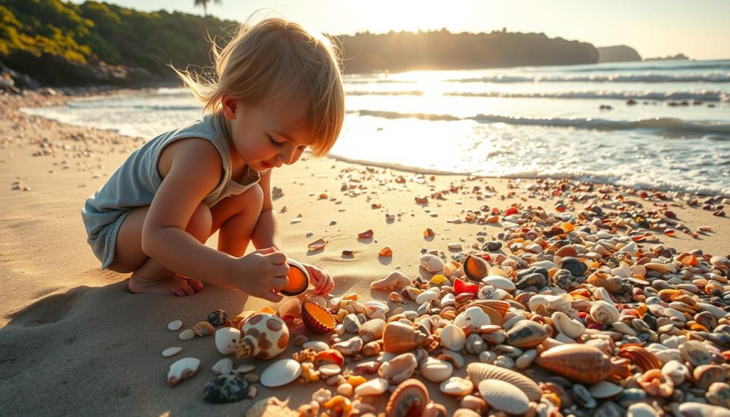 Baby Beach shell collecting Baby Beach shell collecting