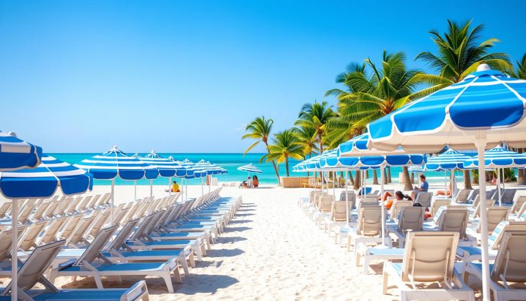 How can I rent beach chairs and umbrellas at Eagle Beach?