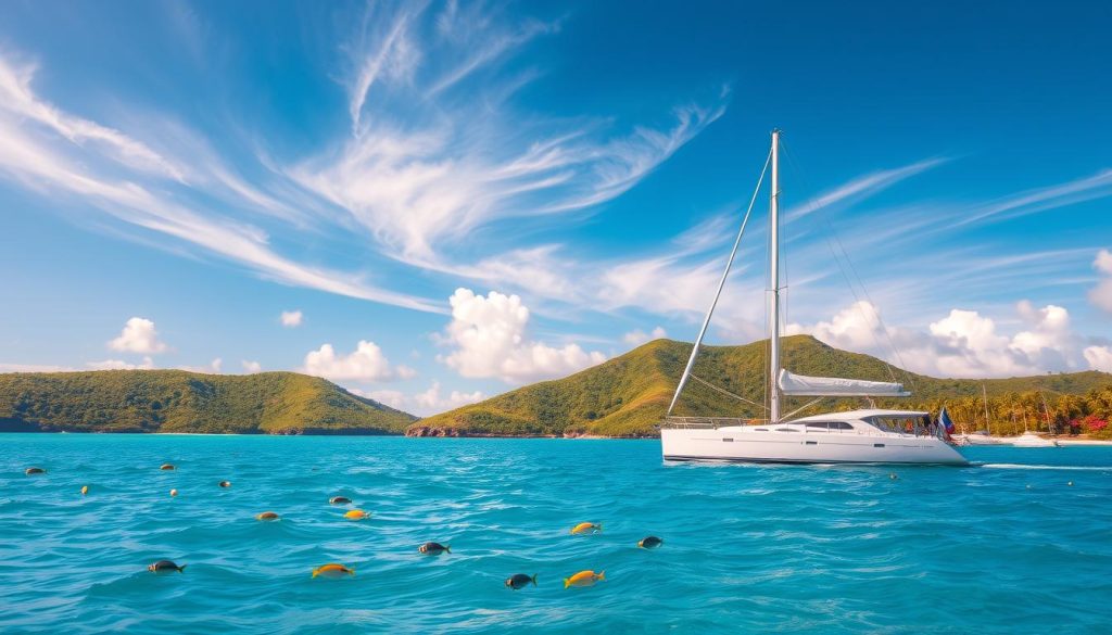 sailing in Jolly Harbour sailing in Jolly Harbour