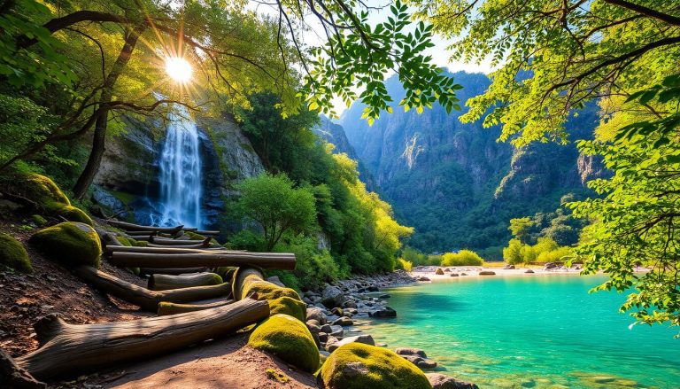 Hiking trails with waterfalls near La Cumbrecita