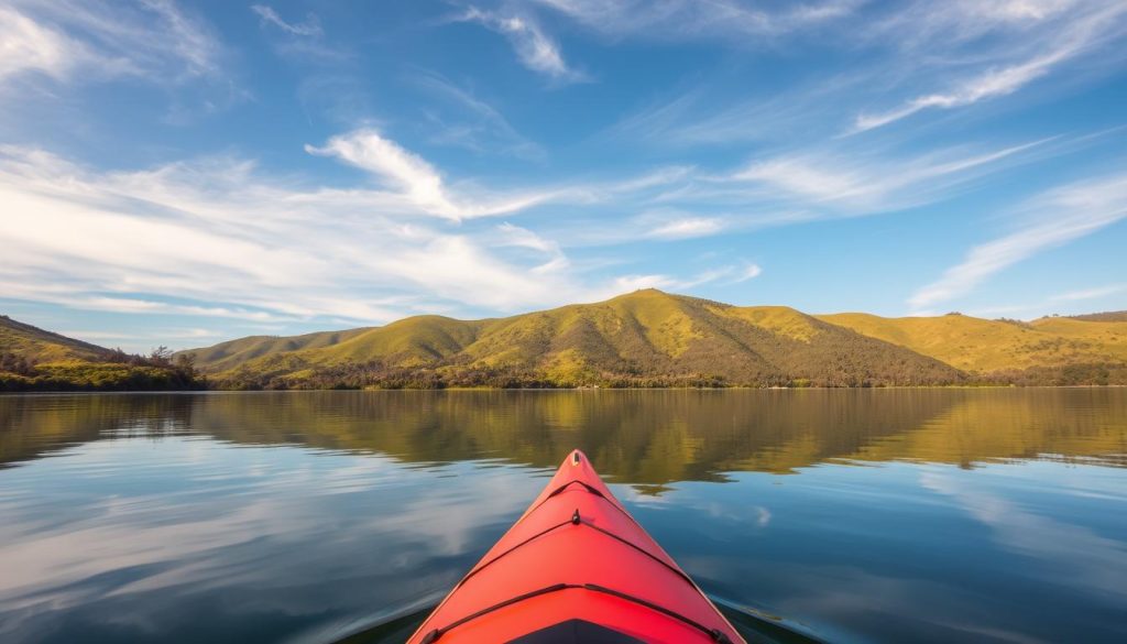Kayaking on Los Molinos Reservoir Kayaking on Los Molinos Reservoir
