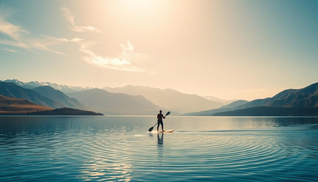Paddleboarding on Potrerillos Lake Paddleboarding on Potrerillos Lake