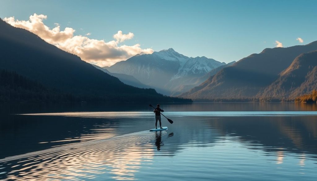 Stand-up paddleboarding on Nahuel Huapi Lake Stand-up paddleboarding on Nahuel Huapi Lake