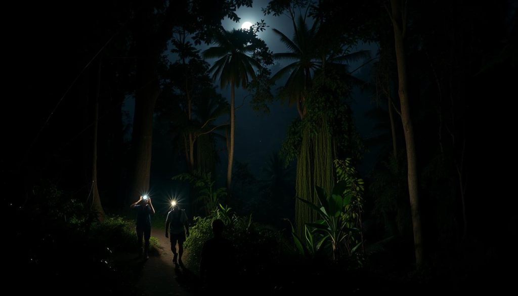 Night safari adventure in the Amazon rainforest Night safari adventure in the Amazon rainforest