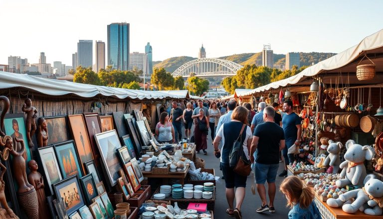What are the best places to go shopping in Brisbane for locally-made souvenirs?