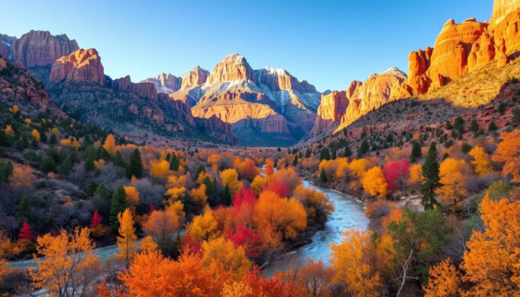 Zion National Park autumn landscape Zion National Park autumn landscape
