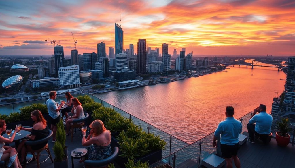 Brisbane rooftop bars at sunset Brisbane rooftop bars at sunset