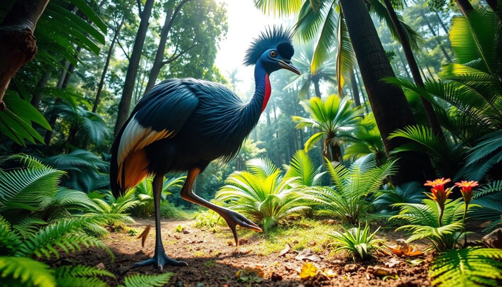 cassowary in rainforest cassowary in rainforest
