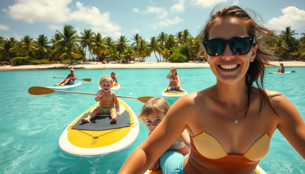 Family-friendly paddleboarding on Denarau Island Family-friendly paddleboarding on Denarau Island