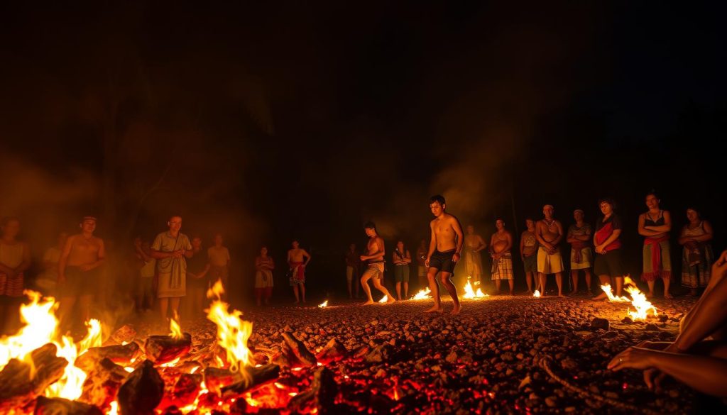 Fijian fire walking show Fijian fire walking show