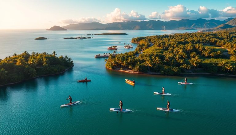 Stand-up paddleboarding and kayaking on Denarau Island
