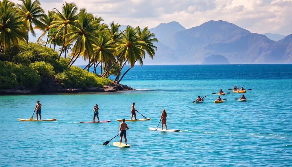 Stand-up paddleboarding and kayaking on Denarau Island Stand-up paddleboarding and kayaking on Denarau Island
