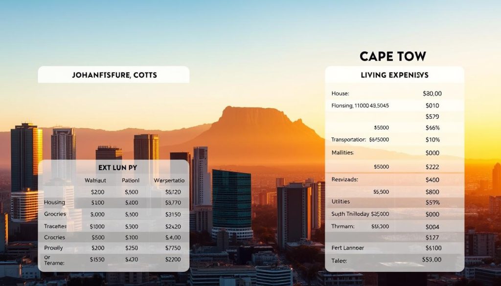 cost of living comparison between Johannesburg and Cape Town cost of living comparison between Johannesburg and Cape Town