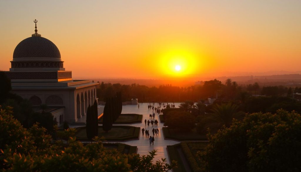sunset views at the Mausoleum of Mohammed V sunset views at the Mausoleum of Mohammed V