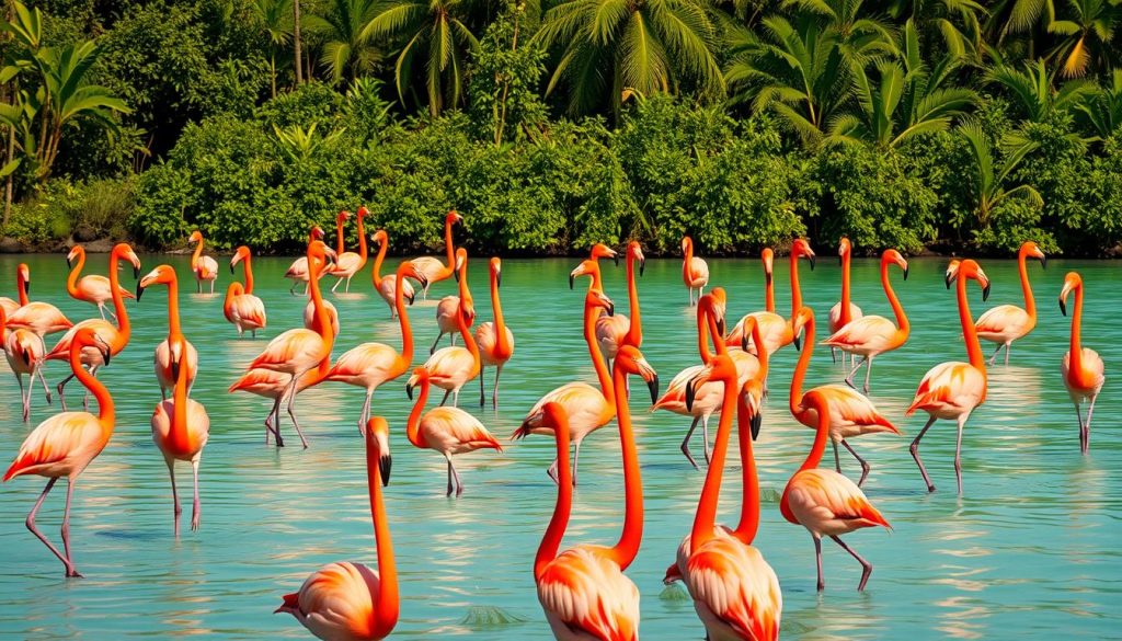 Flamingos in their natural habitat Flamingos in their natural habitat