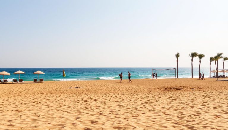 Relax at the Plage de Skanes with its golden sand and water sports