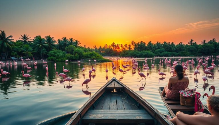 Take a boat trip to Flamingo Island and witness the pink wonders