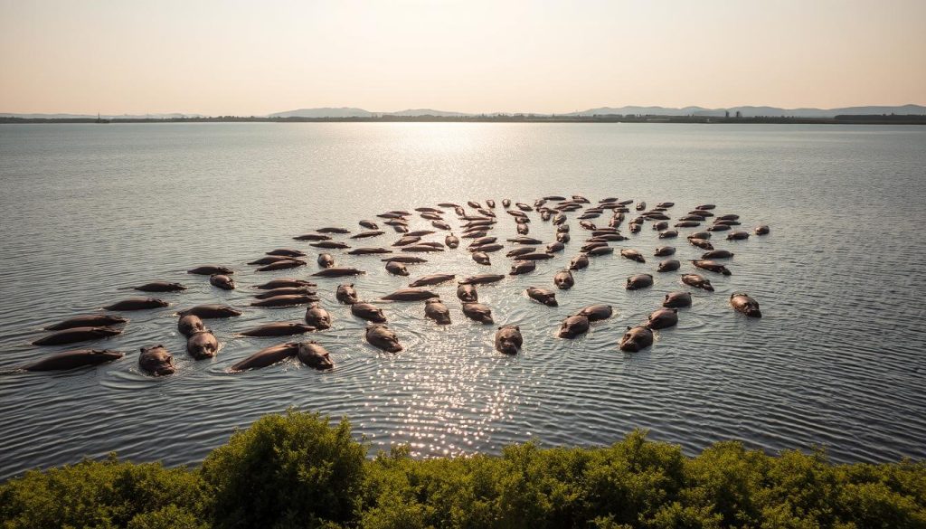 Hippos in Lake Victoria Hippos in Lake Victoria