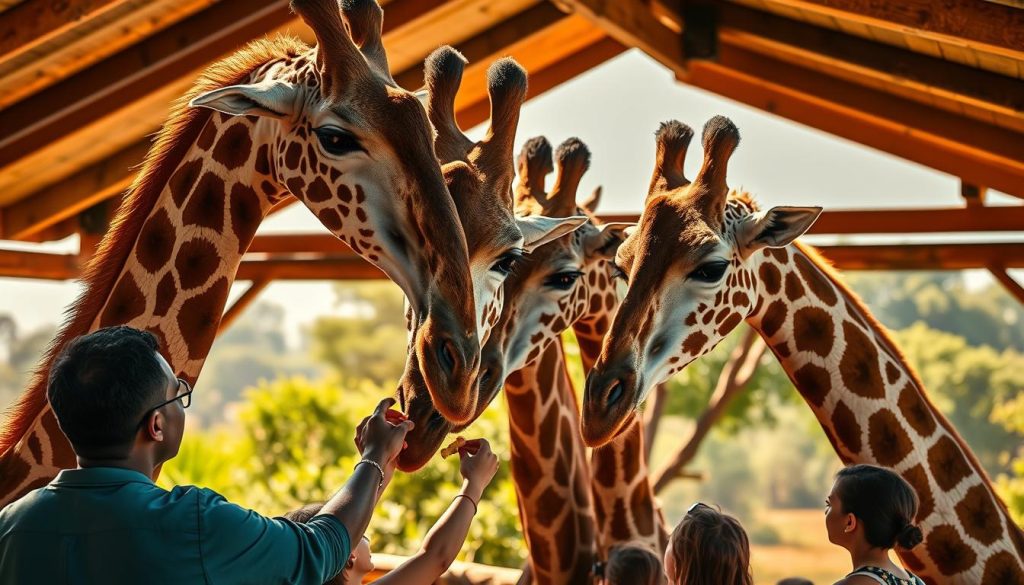 Rothschild's giraffe feeding experience Rothschild's giraffe feeding experience