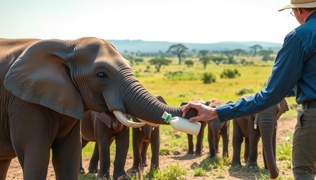 Sheldrick Trust elephant feeding Sheldrick Trust elephant feeding