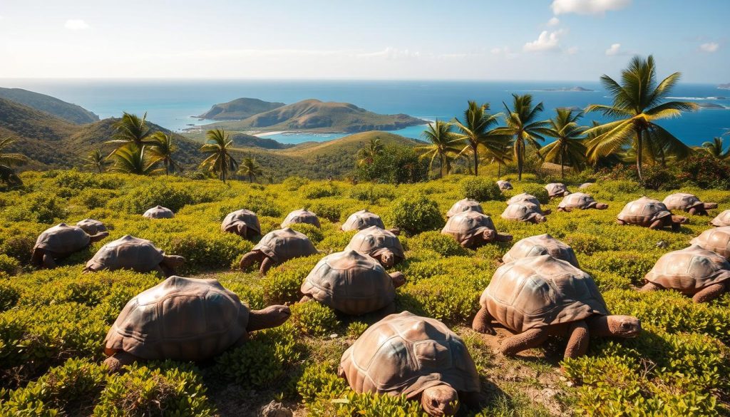 Curieuse Island giant tortoises Curieuse Island giant tortoises