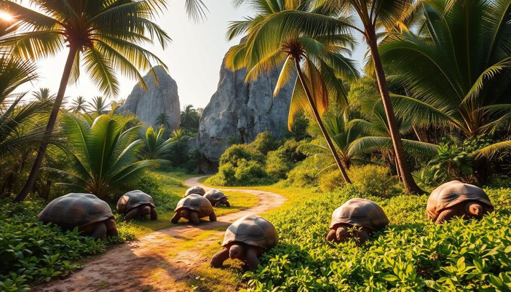 Giant Tortoises on La Digue Giant Tortoises on La Digue