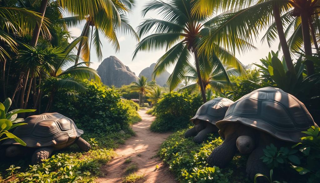 La Digue giant tortoises La Digue giant tortoises