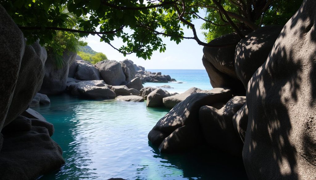 Anse Marron La Digue secluded natural pool Anse Marron La Digue secluded natural pool