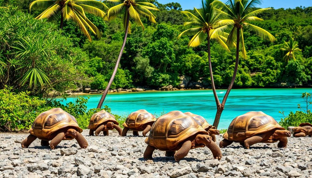 Curieuse Island giant tortoises Curieuse Island giant tortoises