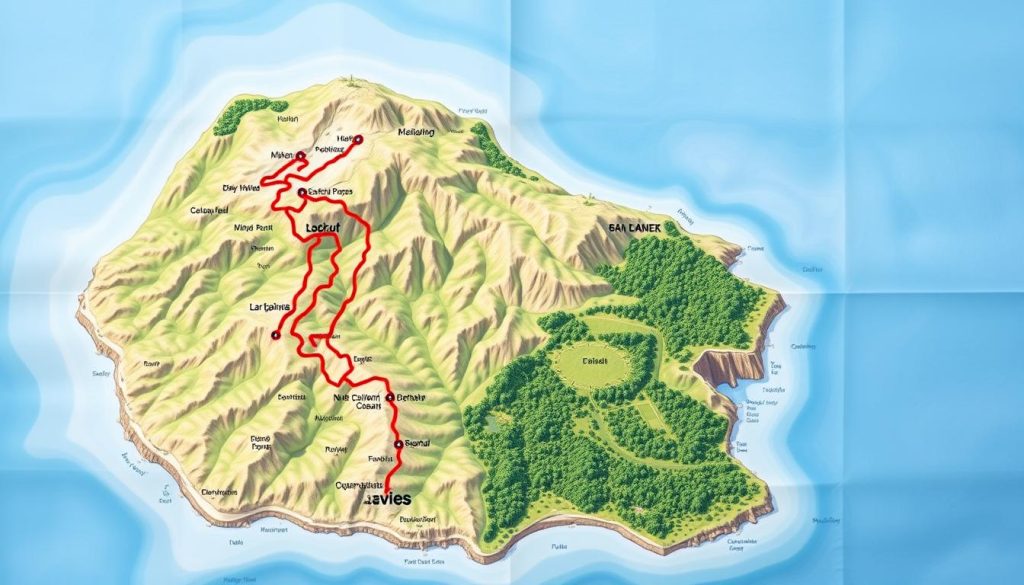 La Digue hiking trails map La Digue hiking trails map