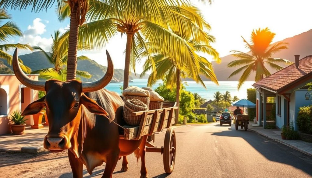 Traditional ox-cart La Digue