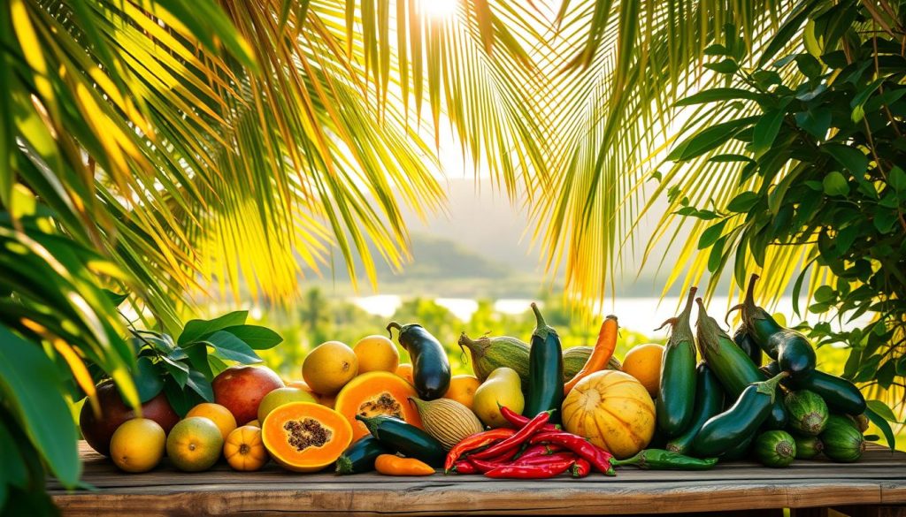 Tropical Fruits and Vegetables on La Digue Tropical Fruits and Vegetables on La Digue