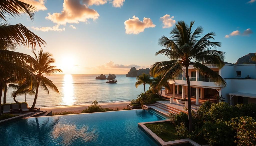 luxury beach resort at sunset beach Beau Vallon luxury beach resort at sunset beach Beau Vallon