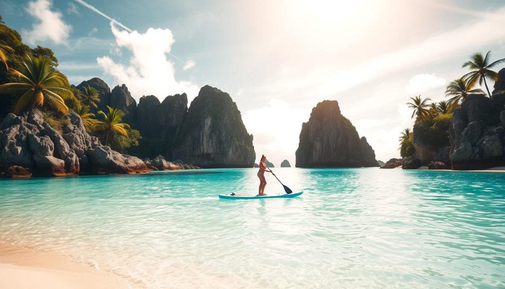 paddleboarding in La Digue paddleboarding in La Digue